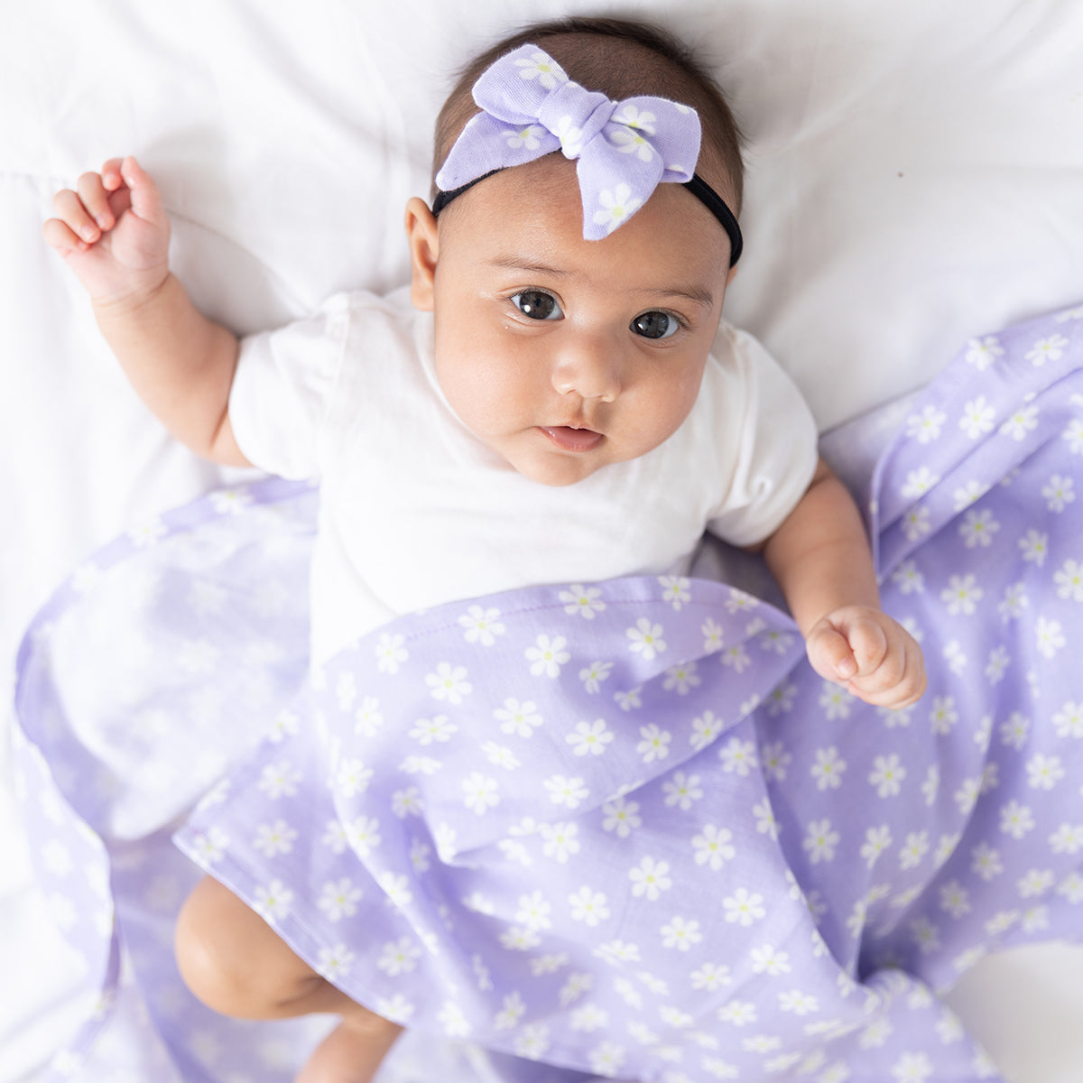 Daisy Daze - Swaddle + Bow Headband Set