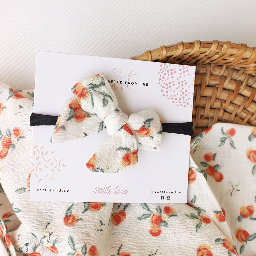 Peach For The Stars - Swaddle + Bow Headband Set