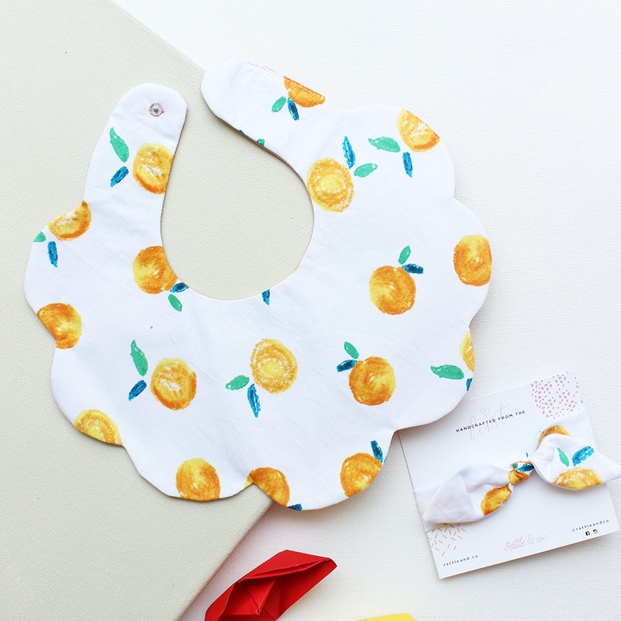 Orange You Sweet Bib + Bow Set