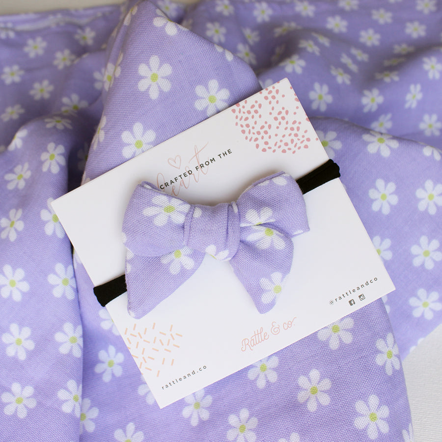 Daisy Daze - Swaddle + Bow Headband Set