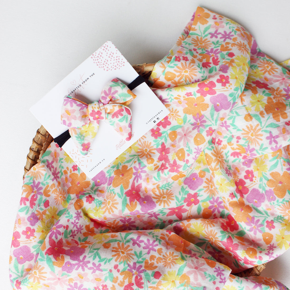 Noony Naps Set of 2 Swaddles + Bow