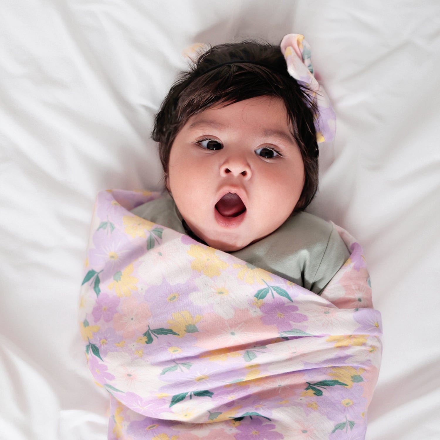 Lilac Lullaby - Swaddle + Bow Headband Set