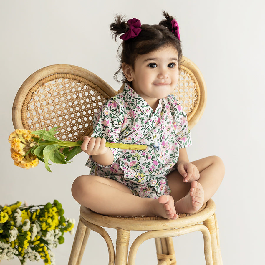 Smiling Ear To Ear Kimono Onesie