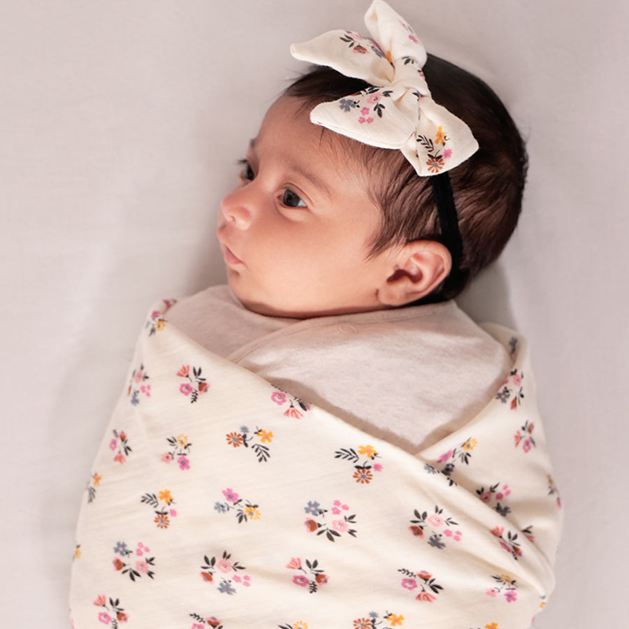 Snug As A Bug - Swaddle + Bow Headband Set