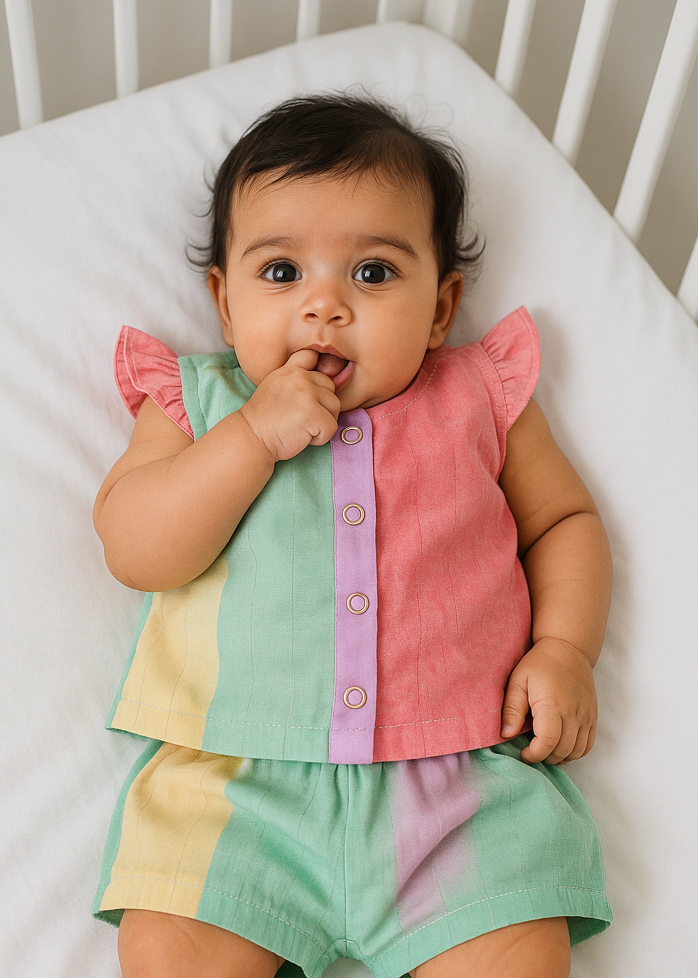 Catch A Rainbow Frill Shirt With Shorts
