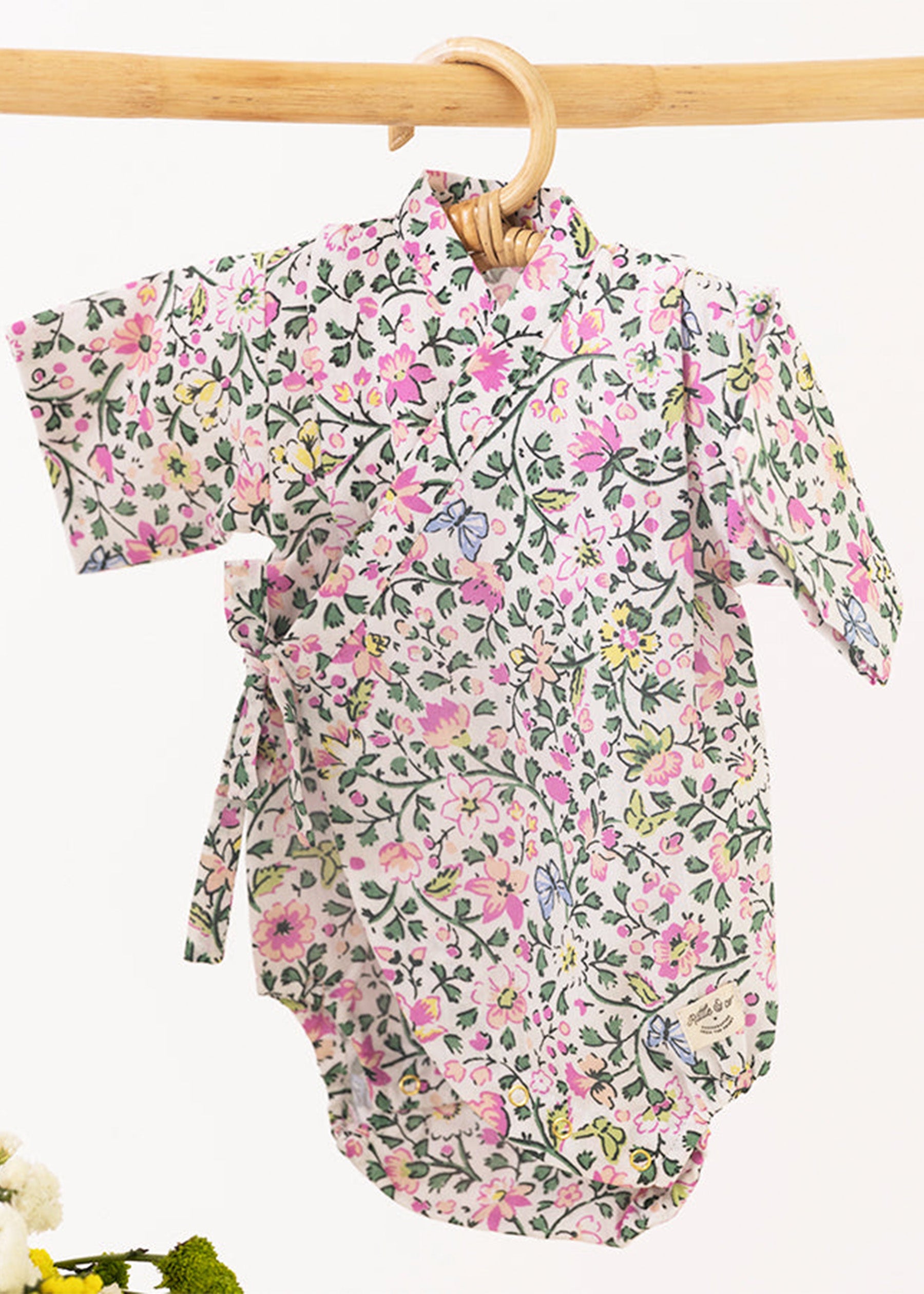 Smiling Ear To Ear Kimono Onesie