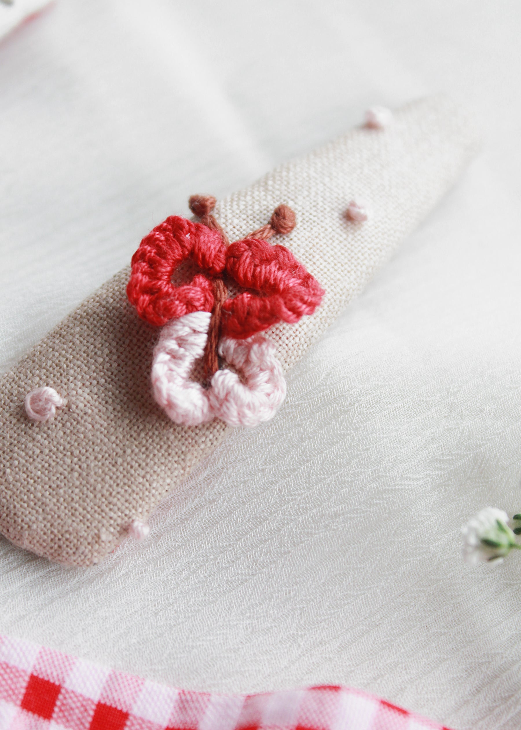 Running With Butterflies Embroidered - Set Of 2 Snap Clips