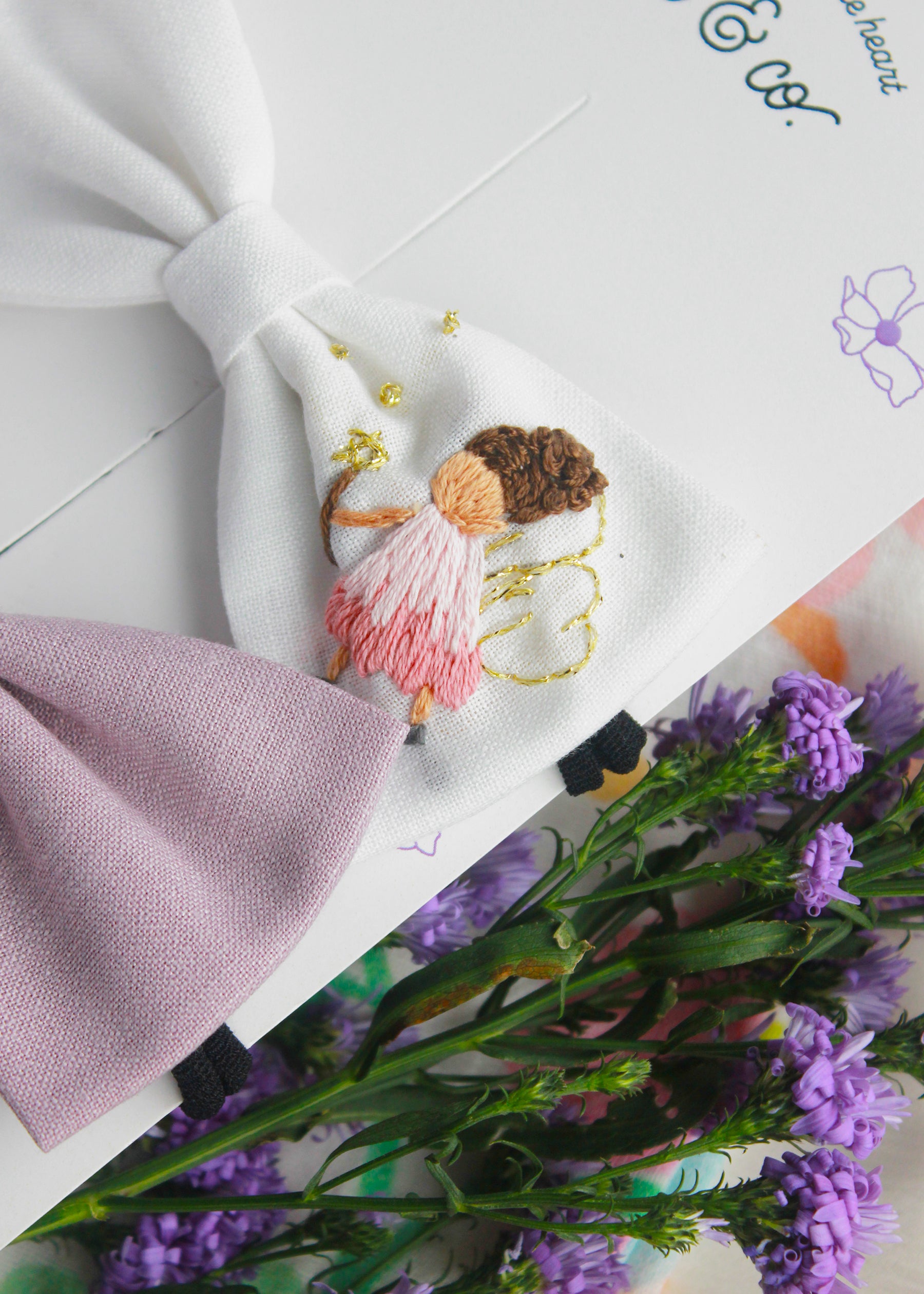 Happily Ever After Embroidered - Set Of 2 Bow Headbands