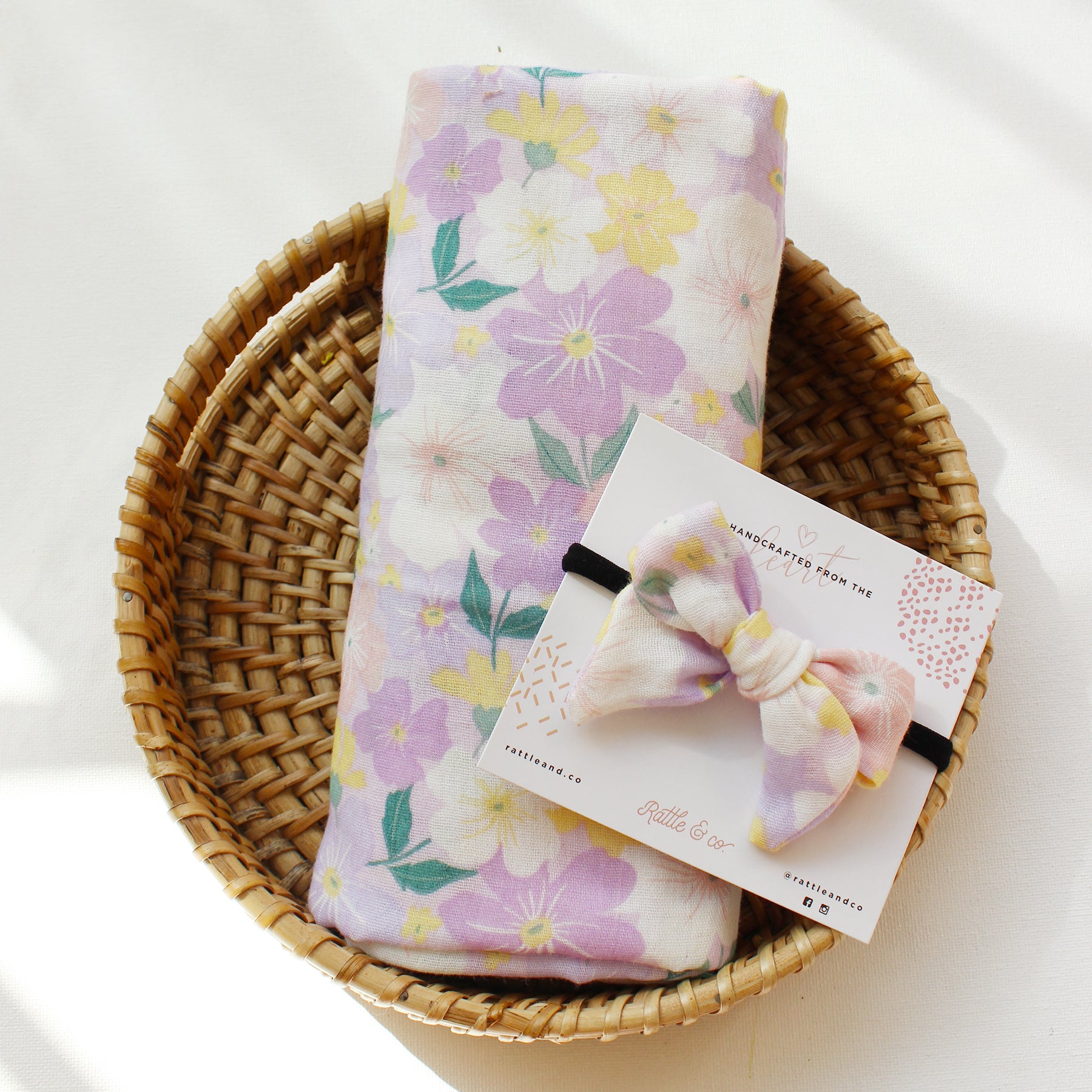 Lilac Lullaby - Swaddle + Bow Headband Set