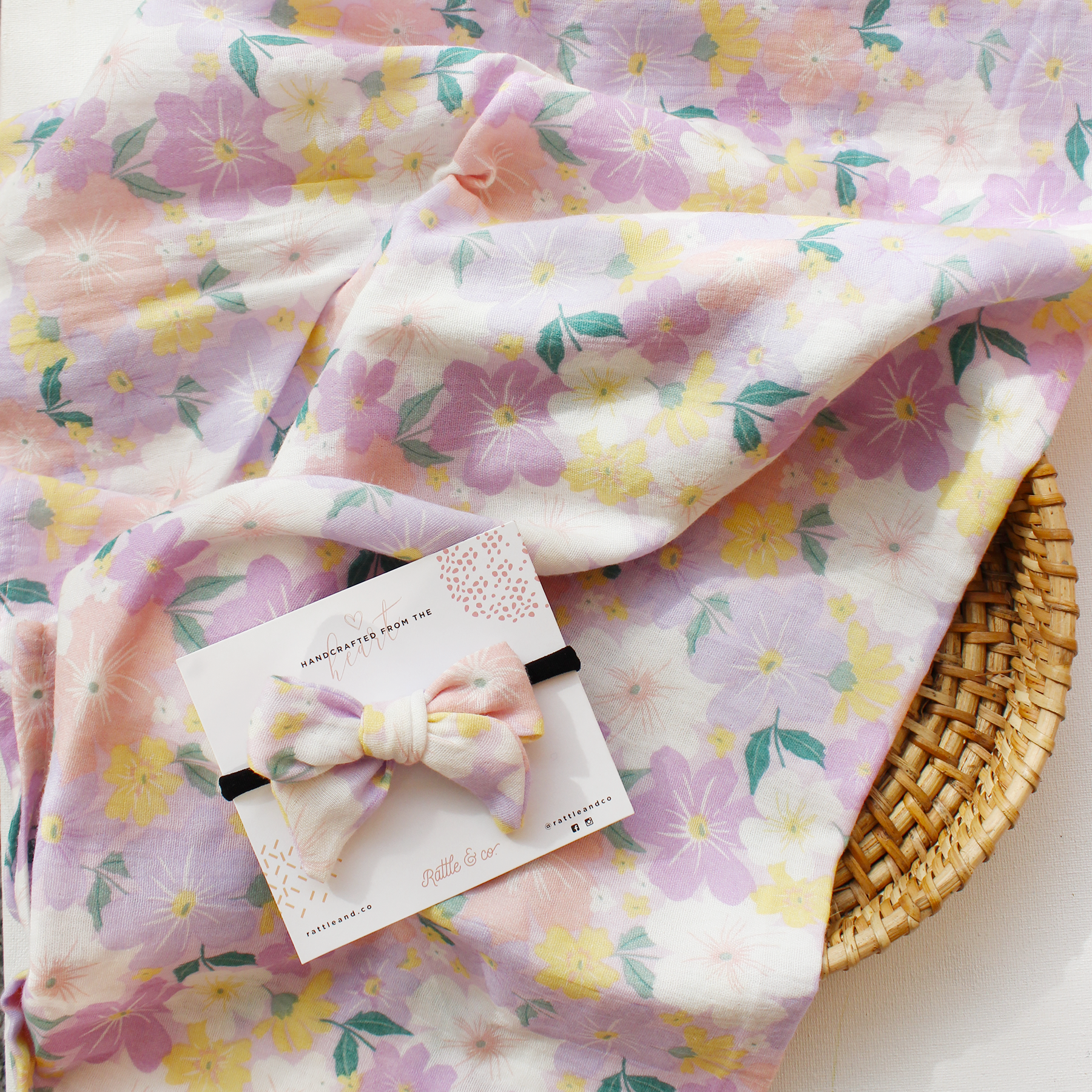 Lilac Lullaby - Swaddle + Bow Headband Set